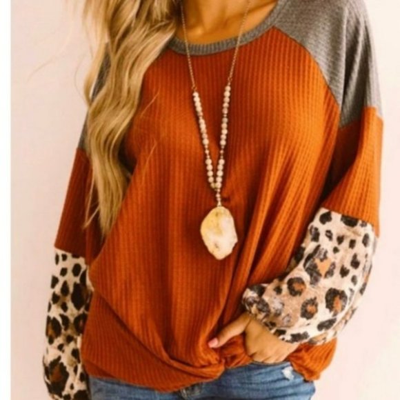 Tops - Chic Rust Waffle Knit **Last One**